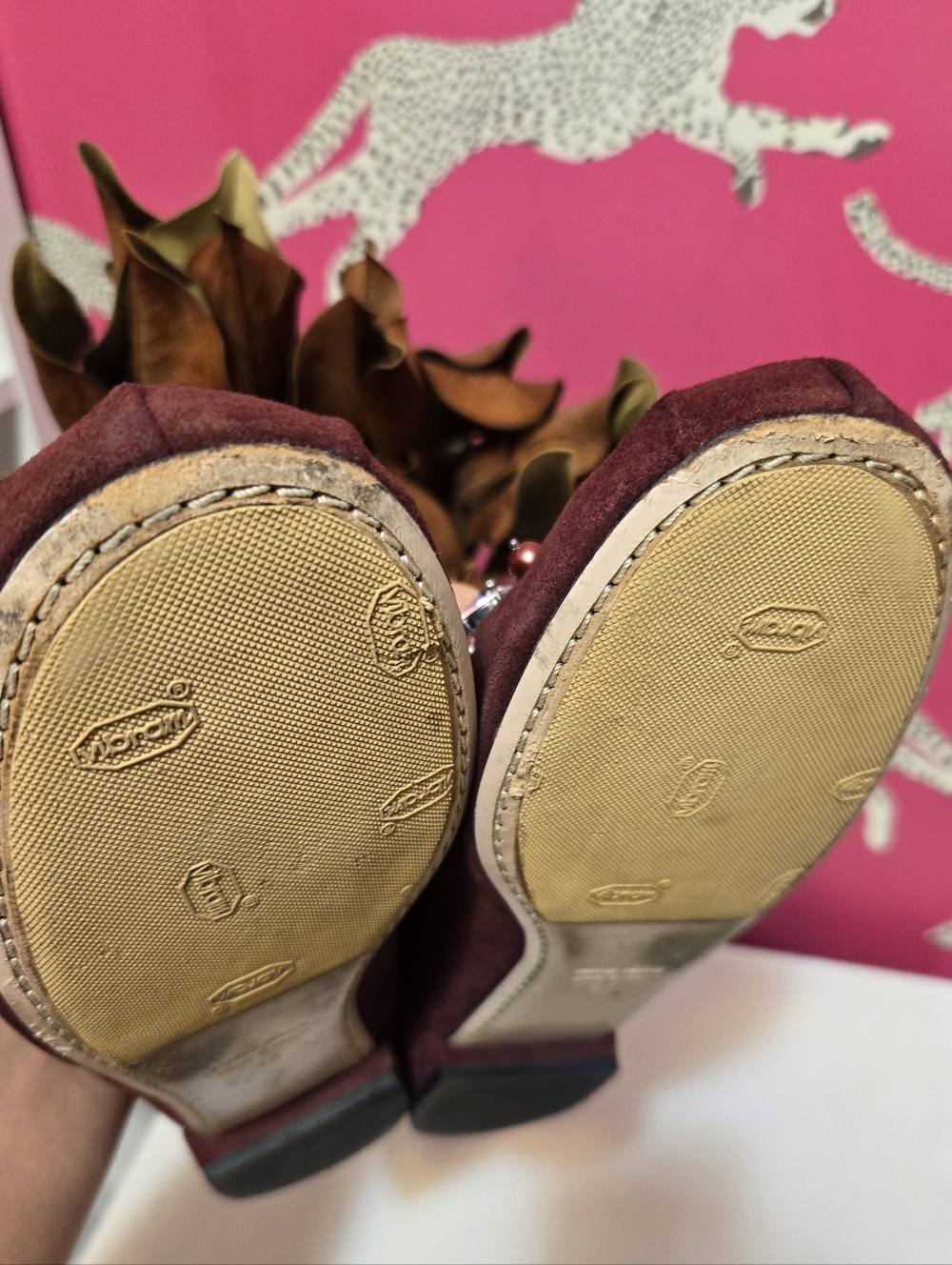 Miu Miu Embellished Burgundy Suede Women's Ballet Flats Loafers Size 40 IT 9 US - Picture 10 of 11